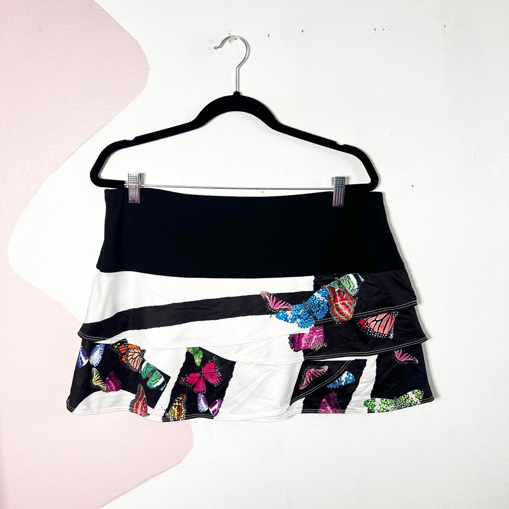 Lucky in Love Skirt Skort Womens XL White Butterfly Ruffles‎ Pickleball Tennis